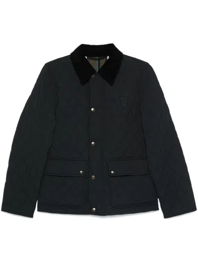 Burberry Women 'oldham' Black Quilted Jacket With Corduroy Collar In Tech Fabric Woman In Schwarz