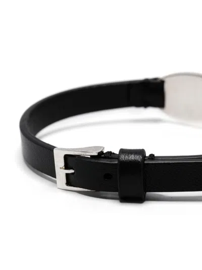 Gucci Sterling Silver Logo-plaque Bracelet In Schwarz