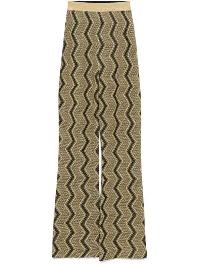 Missoni Zigzag-woven Trousers In Gold