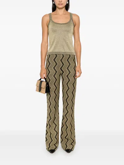 Missoni Zigzag-woven Trousers In Gold