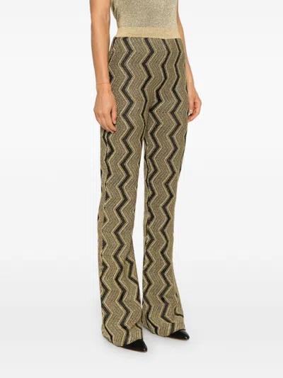 Missoni Zigzag-woven Trousers In Gold