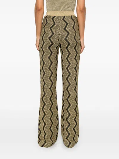 Missoni Zigzag-woven Trousers In Gold