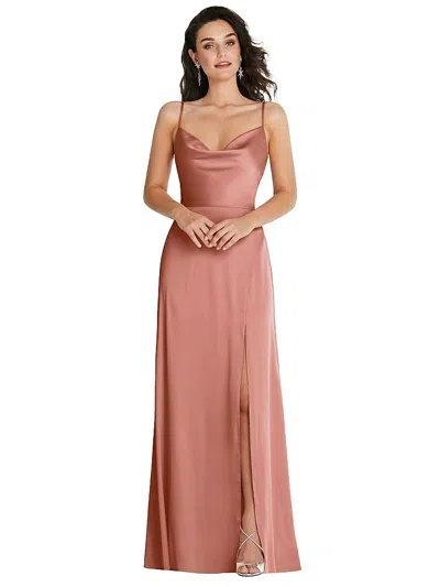 Thread Bridesmaid Cowl-neck A-line Maxi Dress With Adjustable Straps