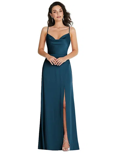 Thread Bridesmaid Cowl-neck A-line Maxi Dress With Adjustable Straps