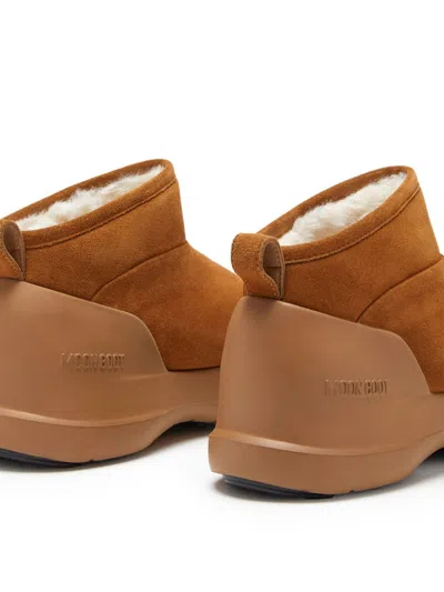 Moon Boot Boys Luna Suede Low Boots In Brown
