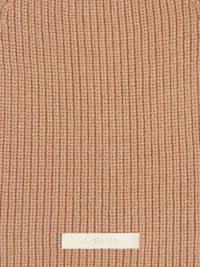 Apparis Logo-patch Ribbed-knit Beanie In Neutrals