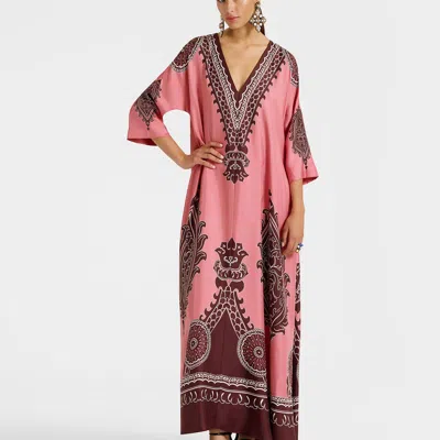 La Doublej La Double J Muumuu Printed Silk-satin Maxi Dress In Oltrarno Placée Pink