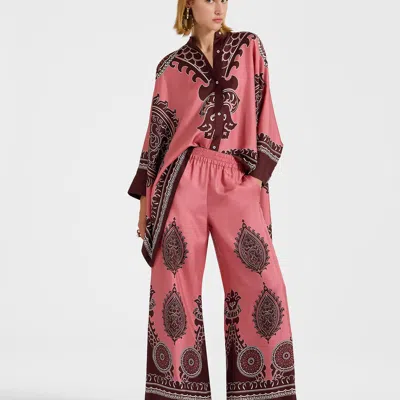 La Doublej Silk Wide-leg Pull-on Palazzo Pants In Oltrarno Placée Pink