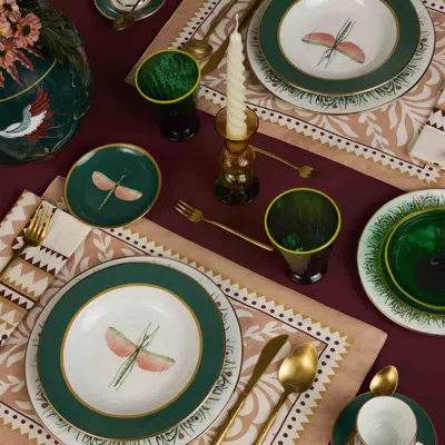 La Doublej Herringbone Placemats Set Of 2 In Tudor Pink