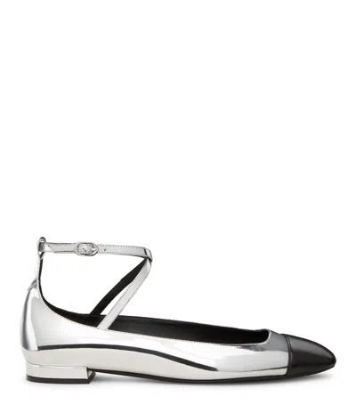 Stuart Weitzman Leather Ballerina Shoes In White