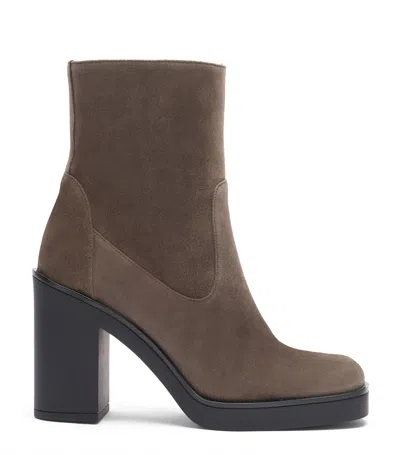 Shop Stuart Weitzman , Bethenny 80 Zip Bootie, Stiefel Und Stiefeletten, Charcoal, Sport Veloursleder