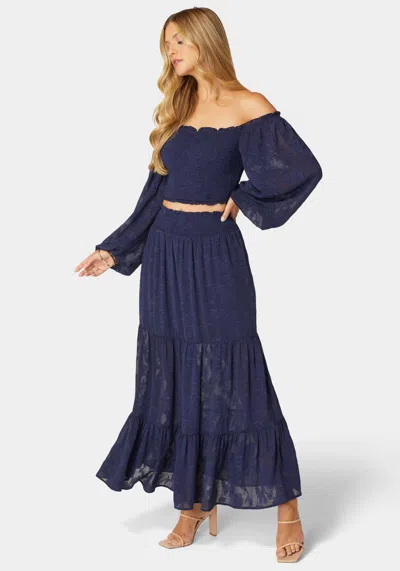 Bebe Willow Smocked Maxi Set In Navy