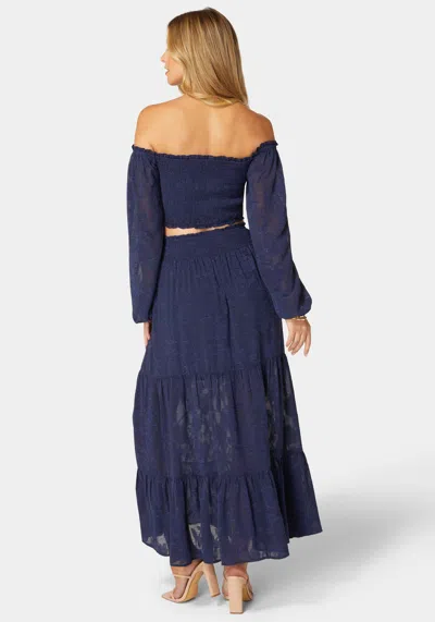 Bebe Willow Smocked Maxi Set In Navy