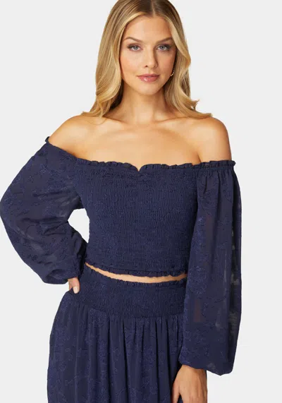 Bebe Willow Smocked Maxi Set In Navy