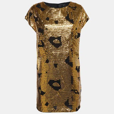 Pre-owned See By Chloé Gold Sequin Crepe Mini Dress S