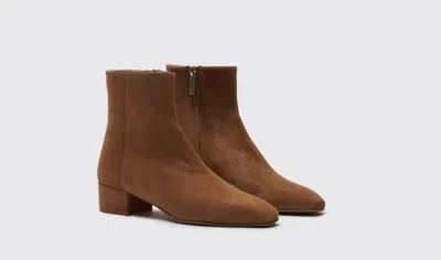 Scarosso Constanza Ankle Boots In Tan - Suede
