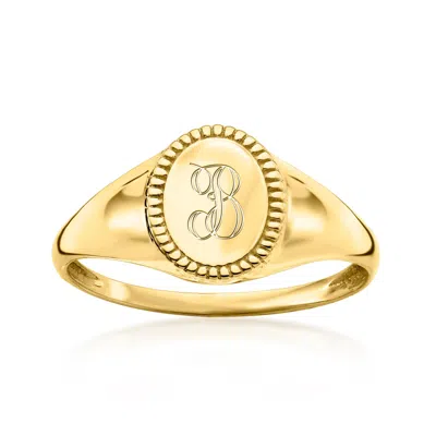 Ross-simons Italian 14kt Yellow Gold Single-initial Signet Ring In Yellow