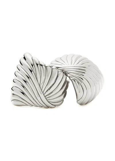 Missoma Ripple Rhodium-plated Stud Earrings In Silver