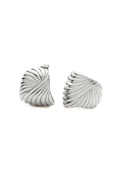 Missoma Ripple Rhodium-plated Stud Earrings In Silver