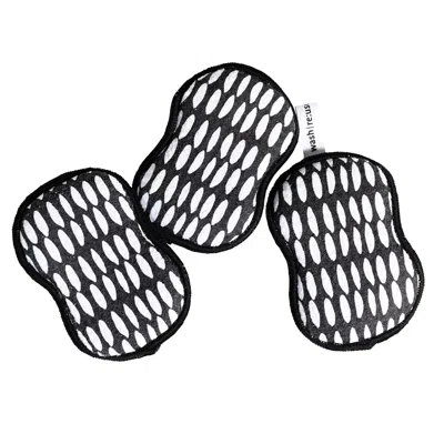 Once Again Home Co. Re:usable Sponges, Beans Pattern, Set Of 3, Navy Blue In Black
