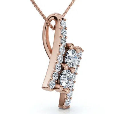 POMPEII3 1/2CT TWO STONE DIAMOND PENDANT GOLD NECKLACE LAB GROWN 18" LAB GROWN 