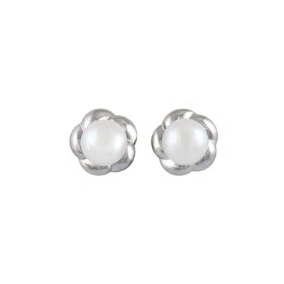 Splendid Pearls Plated Silver 7-7.5mm Freshwater Pearl Earrings In White