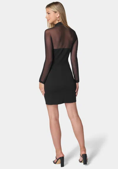 Bebe Mock Neck Long Sleeve Dress In Black
