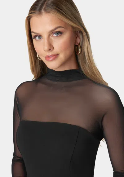 Bebe Mock Neck Long Sleeve Dress In Black