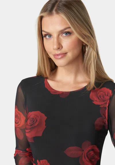 Bebe Powermesh Maxi Dress In Black,red
