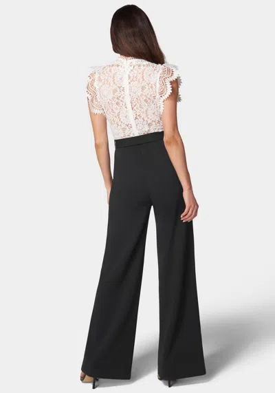 Bebe Ruffle Lace Jumpsuit In White,black