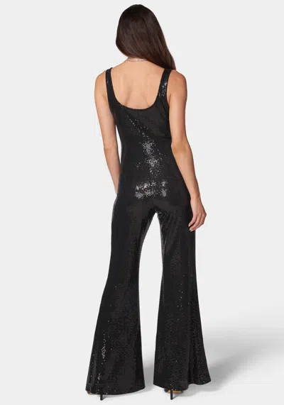 Bebe Stretch Sequin Catsuit In Black