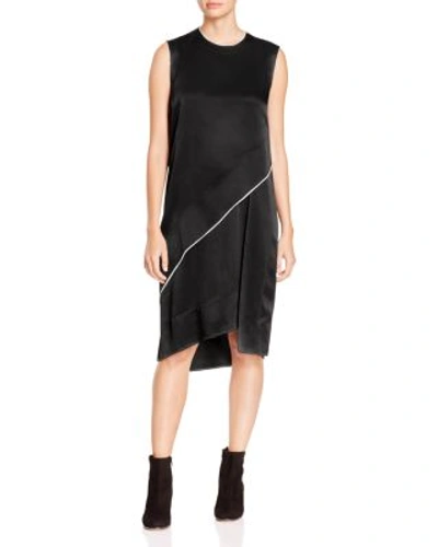 Shop Dkny Asymmetric Layered Dress In Black/chalk