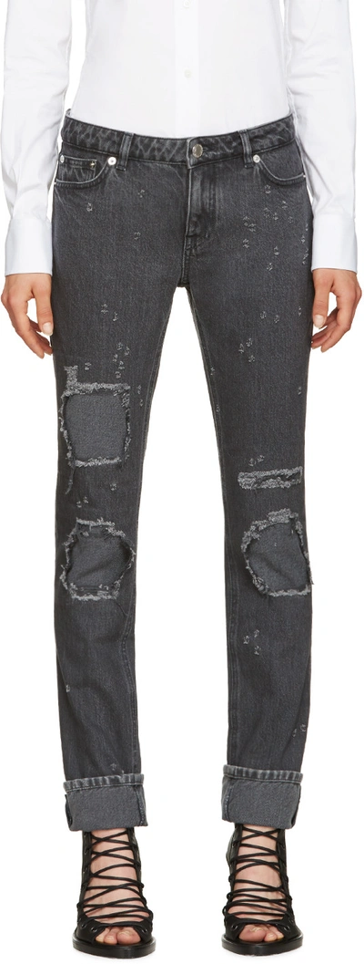 Shop Givenchy Grey Distressed Jeans