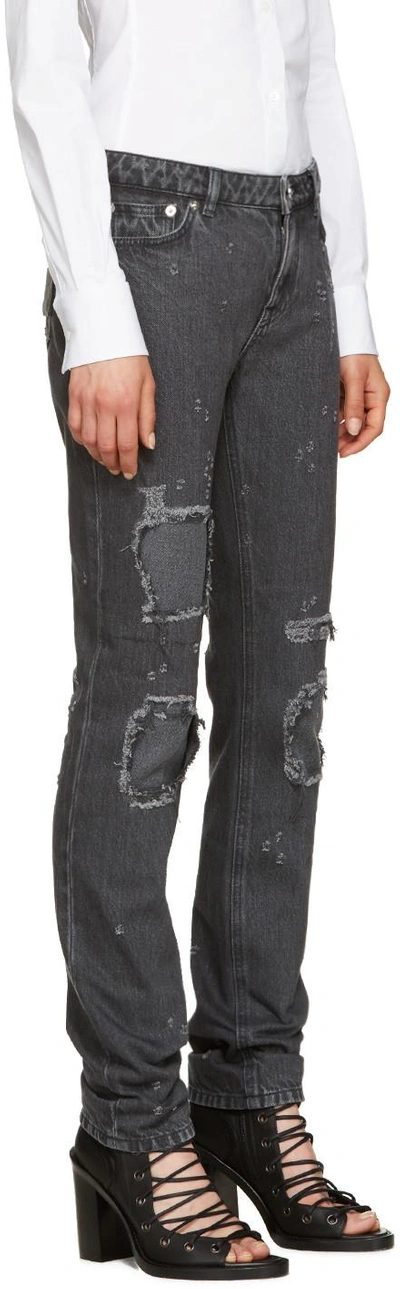 Shop Givenchy Grey Distressed Jeans