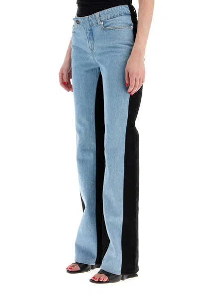 Shop Mugler Bicolor Straight Leg Jeans With Two