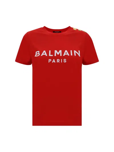 Shop Balmain T-shirts In Red