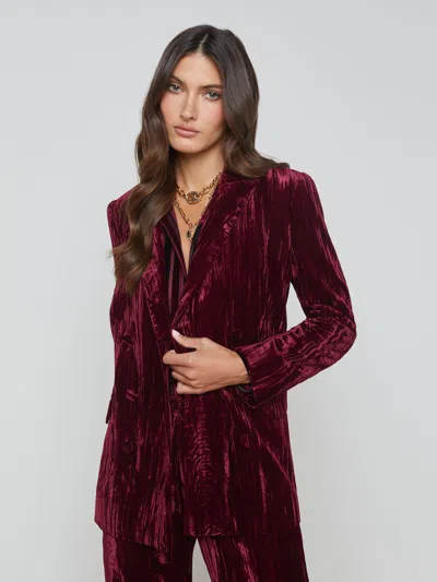 L'agence Aimee Velvet Blazer In Dark Port Velvet