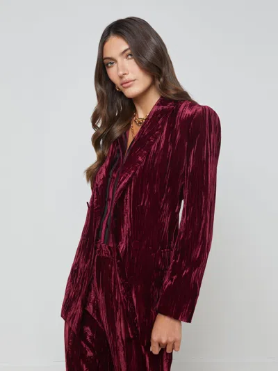 L'agence Aimee Velvet Blazer In Dark Port Velvet