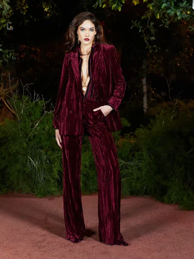 L'agence Aimee Velvet Blazer In Dark Port Velvet