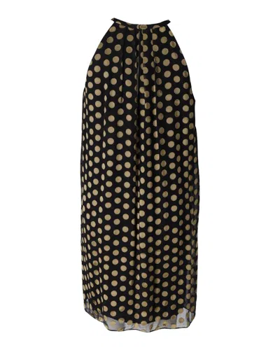 Diane Von Furstenberg Polka-dotted Halter Mini Dress In Black Rayon In Black