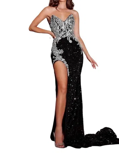 Portia And Scarlett Strapless Velvet Dress In Black In Black