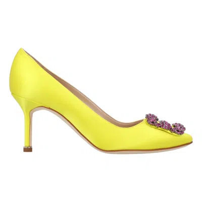 Manolo Blahnik Hangisi 70mm Leather Pumps In Yellow