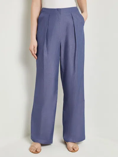 Misook Zipper Fly Wide Leg Pants In Multi