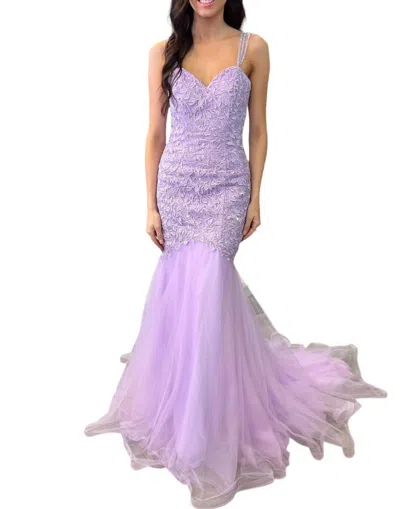 Vienna Prom Cold Shoulder Double Straps Prom Dress In Purple In Purple