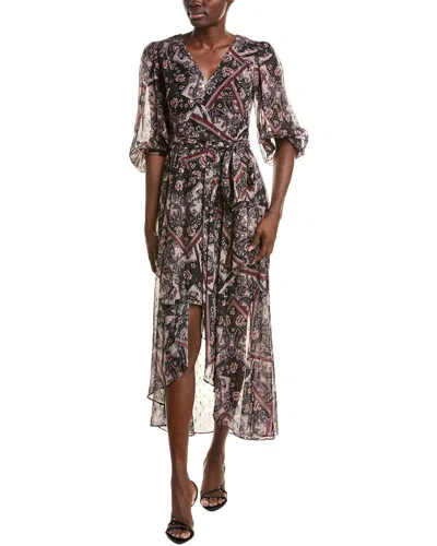 Eliza J Printed Metallic Clip Chiffon Maxi Dress In Pink