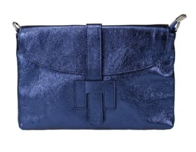 Two Amicis Metallic Clutch In Metallic Blue In Blue
