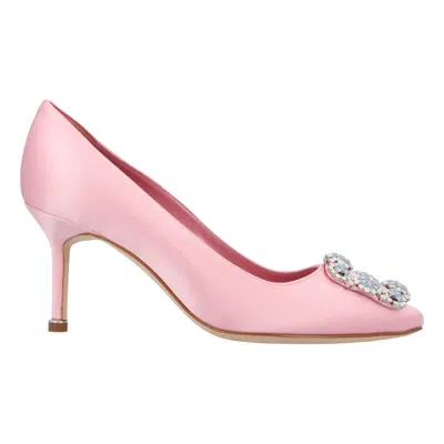 Manolo Blahnik 70mm Hangisi Satin Pumps In Pink