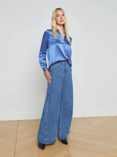 L Agence Tyler Silk Blouse In Dusty Periwinkle