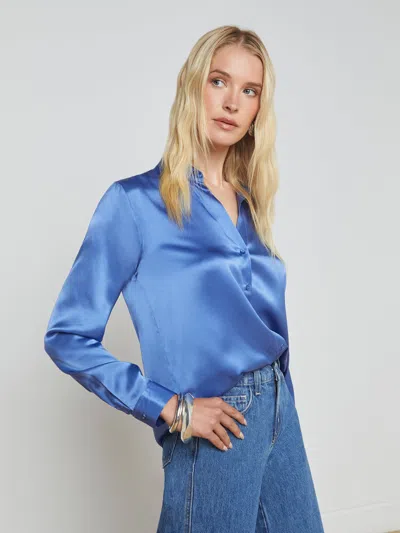 L Agence Tyler Silk Blouse In Dusty Periwinkle