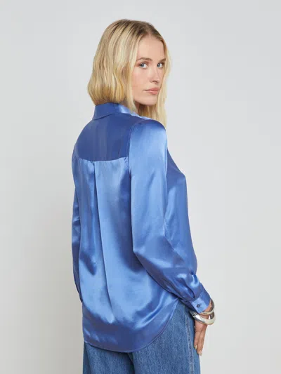 L Agence Tyler Silk Blouse In Dusty Periwinkle